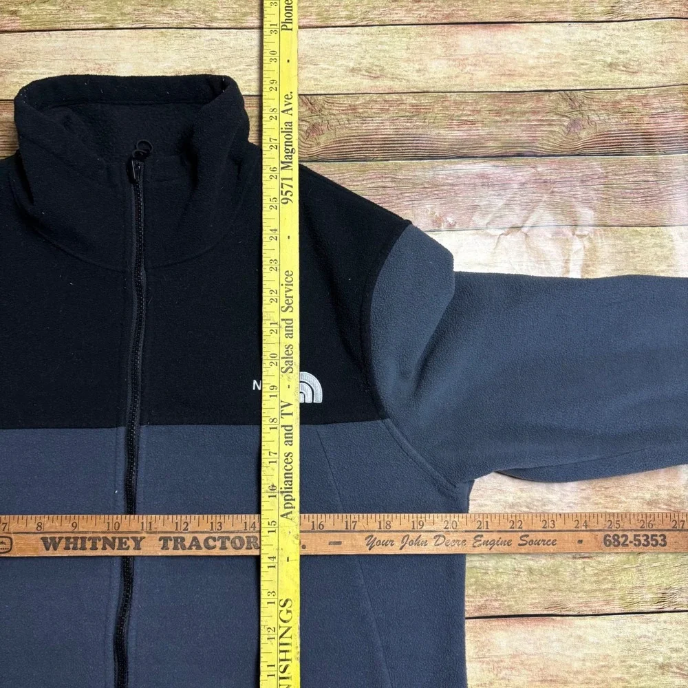 The North Face Mens Full Zip Fleece Jacket Grey Black Mock Neck Medium